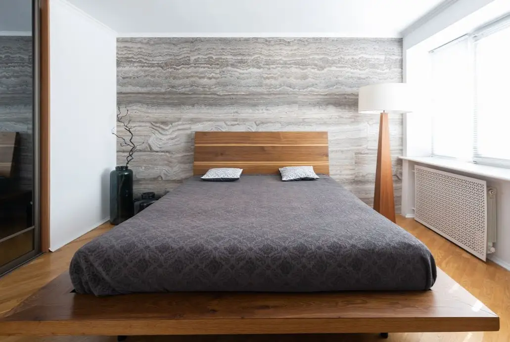 Top view of a platform bed showing its dimensions